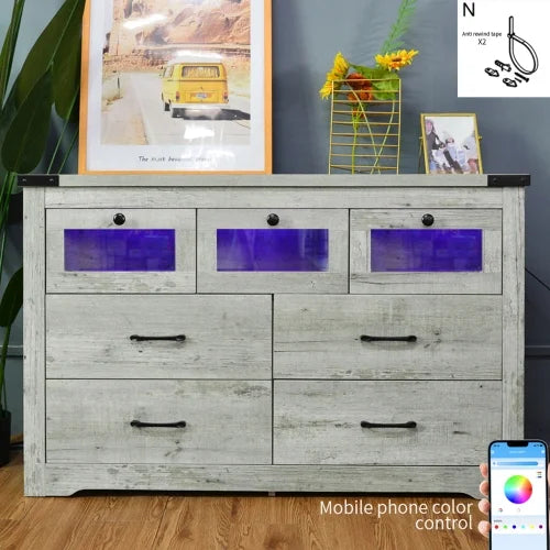 Wooden Storage Cabinet with LED Light and 7 Drawers V239239