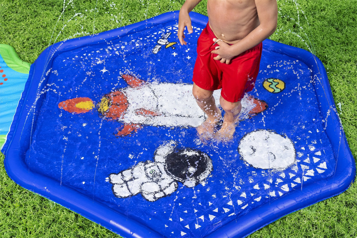 Kids Sprinkler Splash Pad and Inflatable Water Slide W83203