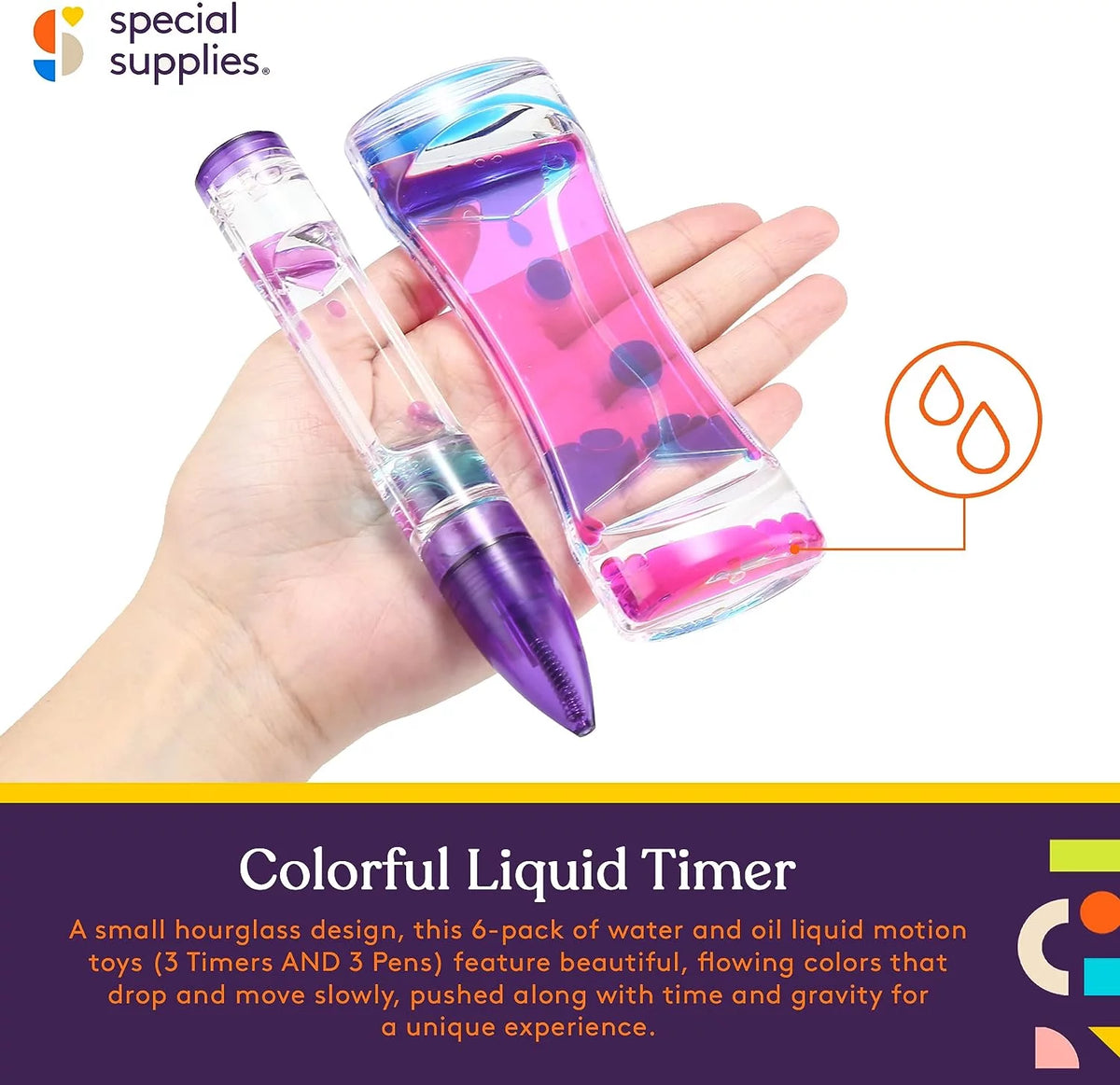 Liquid Motion Bubbler Toy Timer and Pen Combo Set of 6 U62864