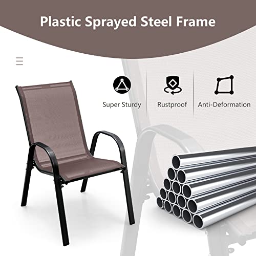 4 Pieces Stackable All Weather Patio Dining Chairs Set with Armrests W969938