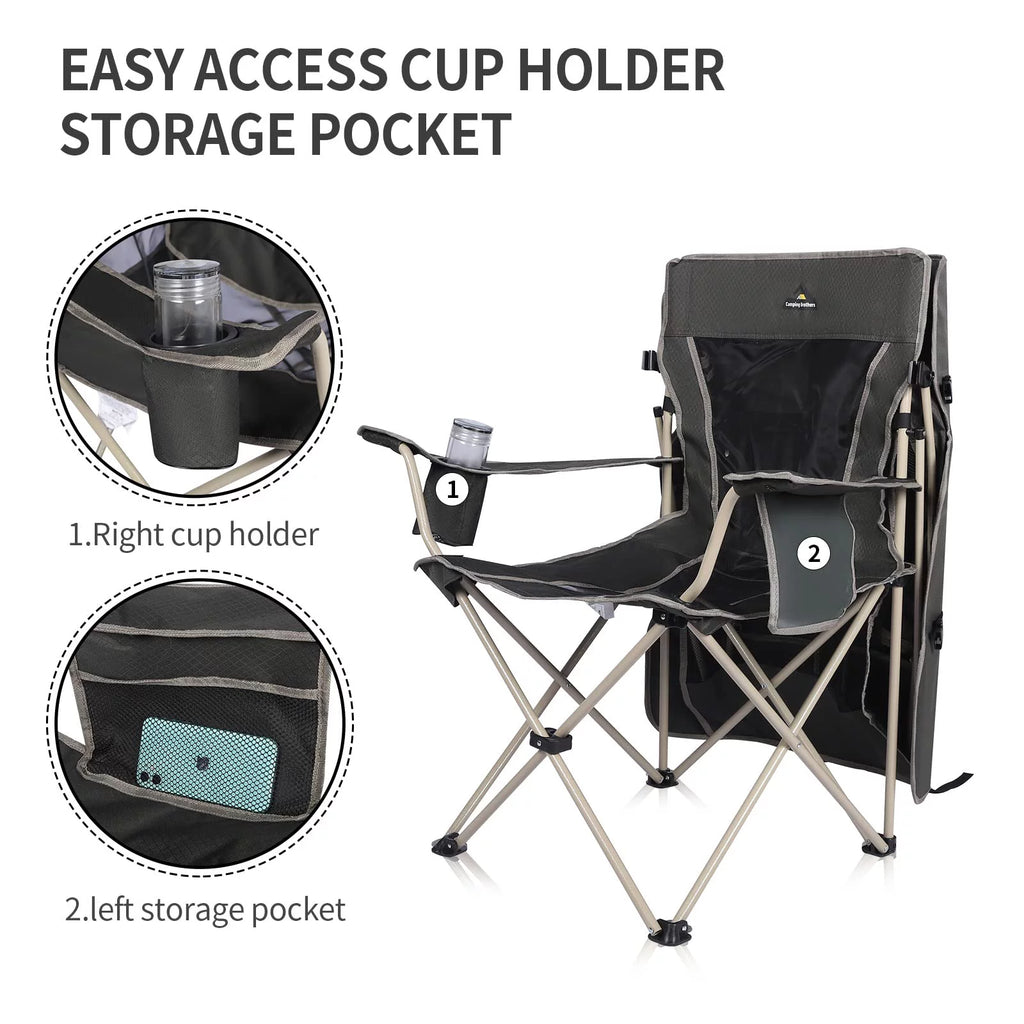 Army Green Folding Camping Chair with Shade Canopy N75305
