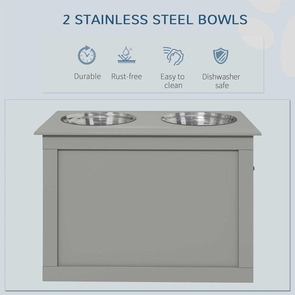 Raised Pet Feeding Station with 2 Stainless Steel Bowls Y284