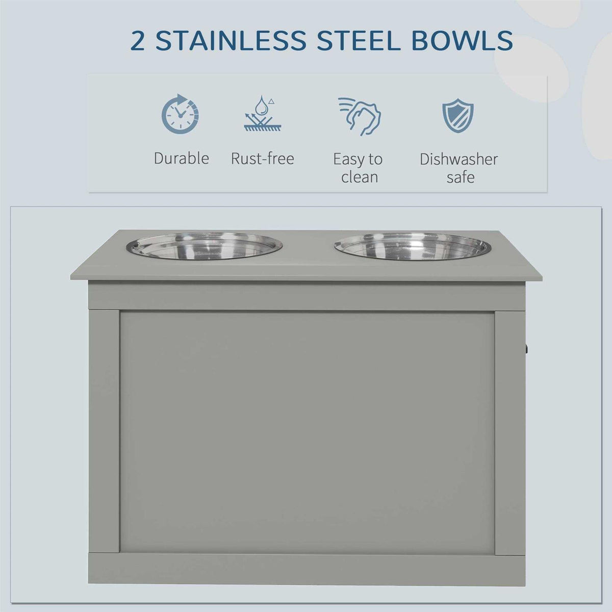Raised Pet Feeding Station with 2 Stainless Steel Bowls Y284
