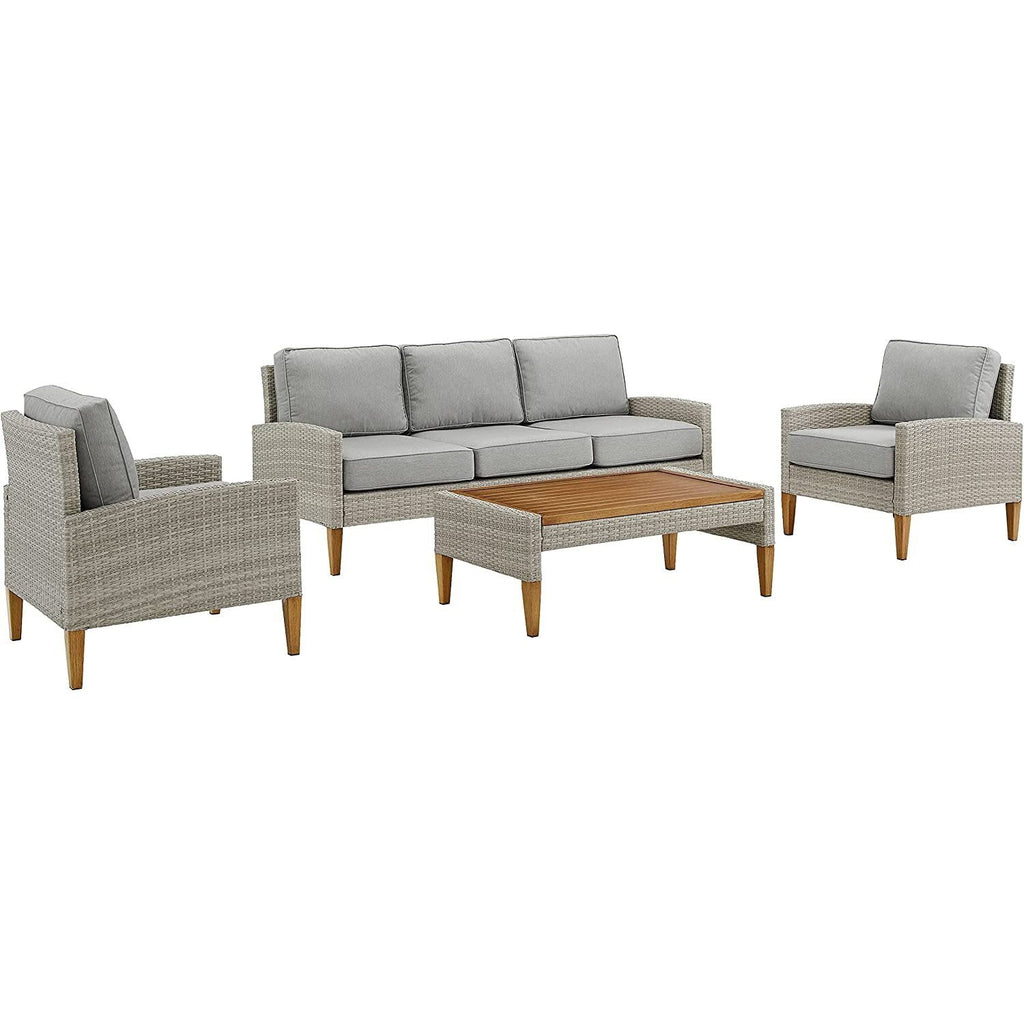 Gray 4Pc Sofa Set with Coffee Table and 2 Armchairs U558