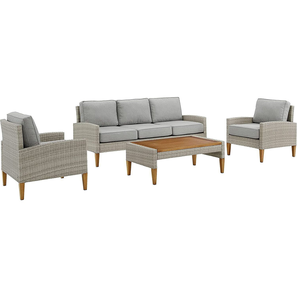 Gray 4Pc Sofa Set with Coffee Table and 2 Armchairs U558