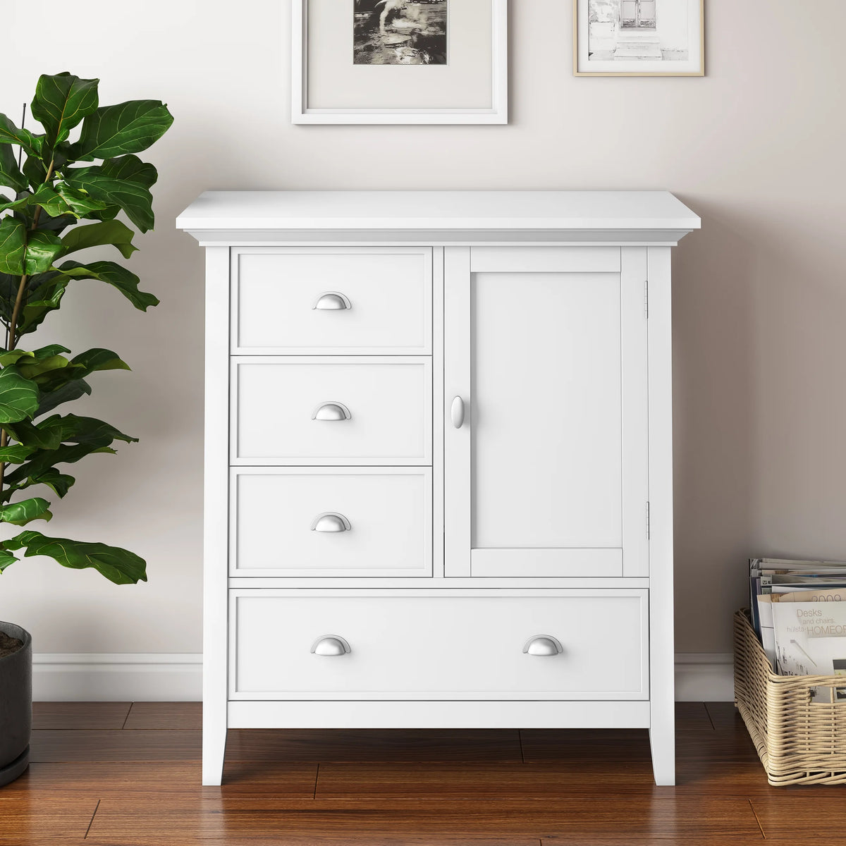 White Solid Wood Storage Cabinet W74653