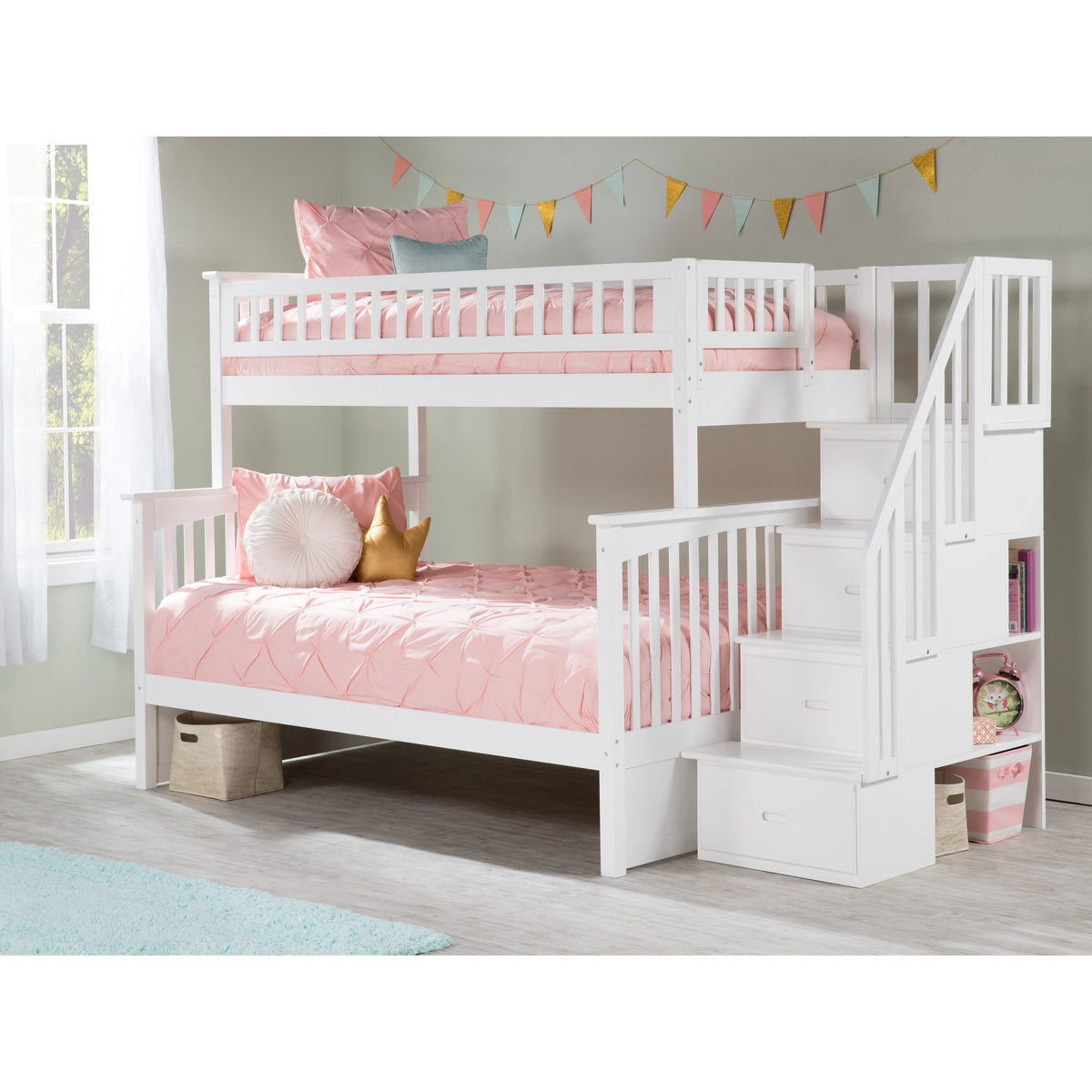 White Twin over Full Bunk Bed T4983