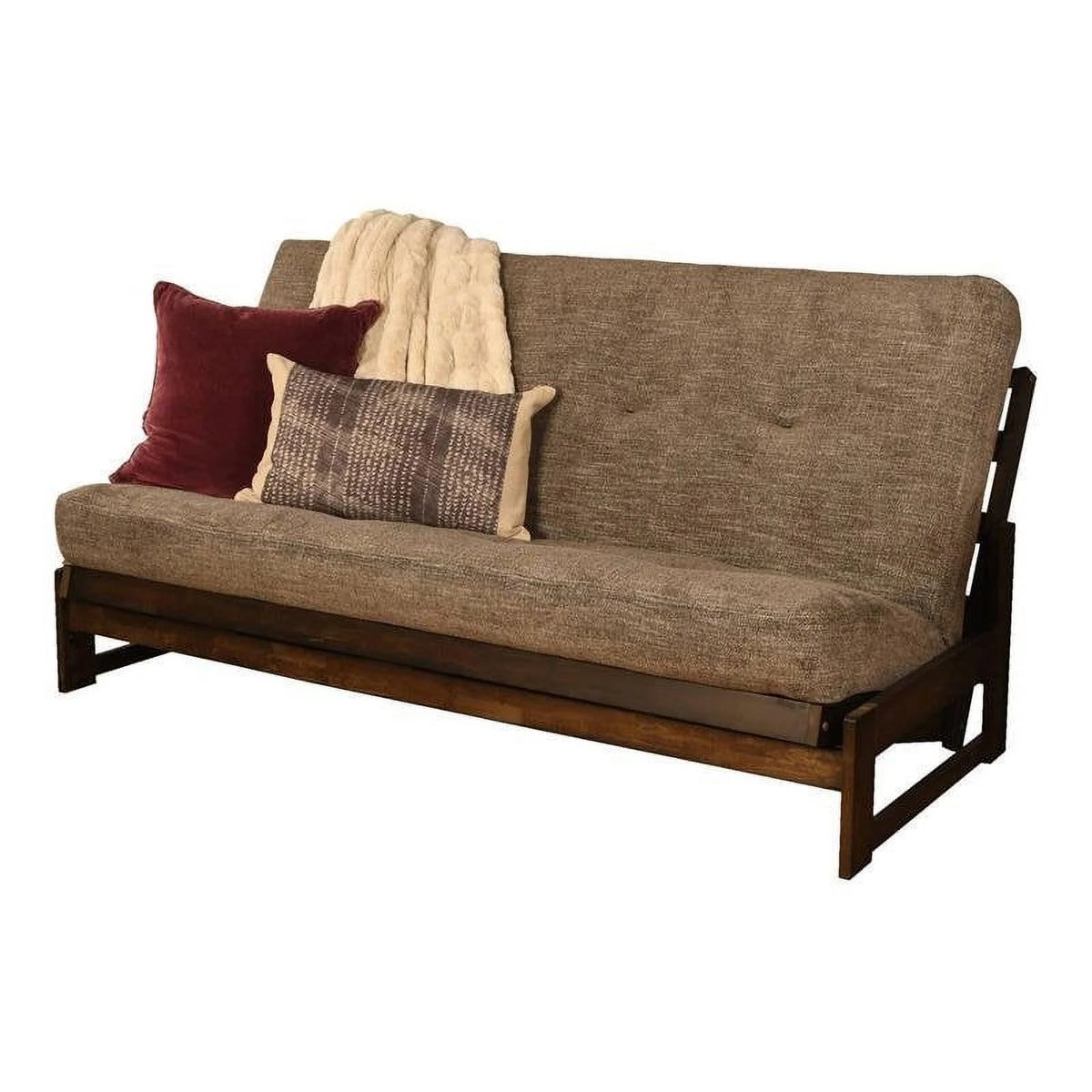 Charcoal Gray Linen Fabric Futon W104