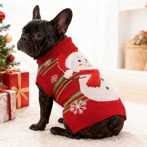 Dog Christmas Sweater with 3D Reindeer Pattern Knitted Pet Clothes B507