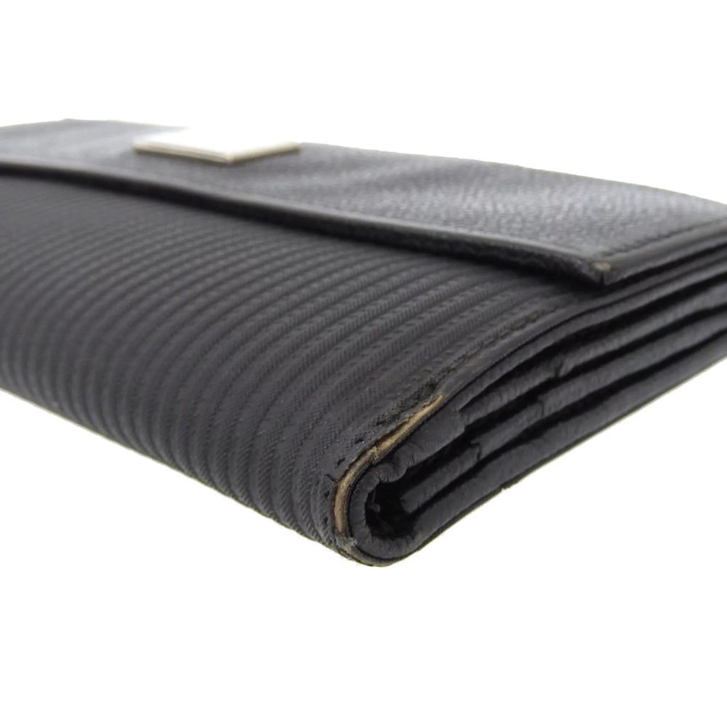 Pre-Owned Black Leather Long Wallet H90299