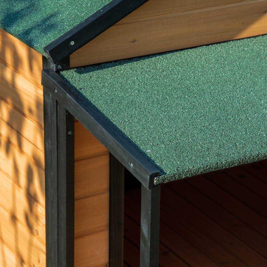 Wooden Raised Dog House with Asphalt Roof B531224