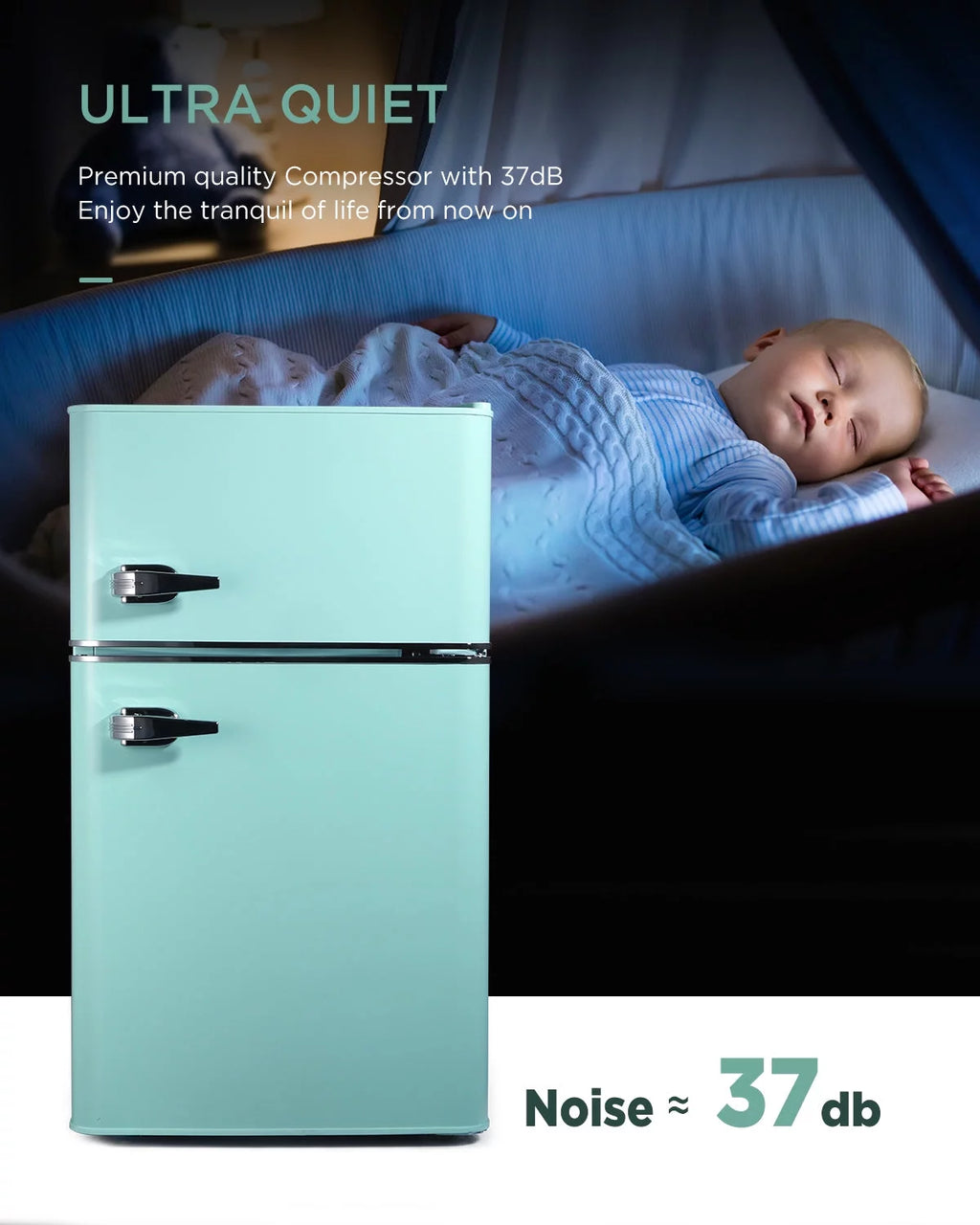 3.2 Cu ft Compact Mini Refrigerator Green Y850123