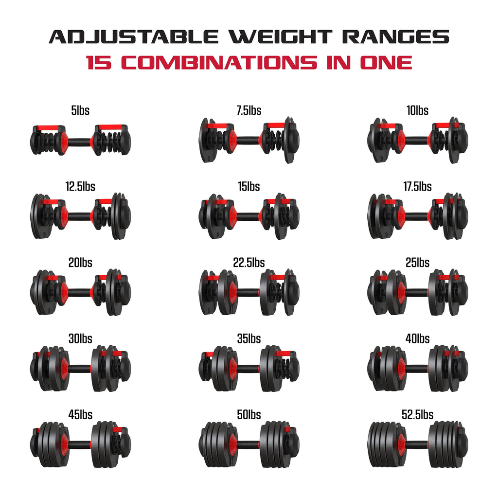 Adjustable Dumbbell 5-52.5 lbs Black F226658