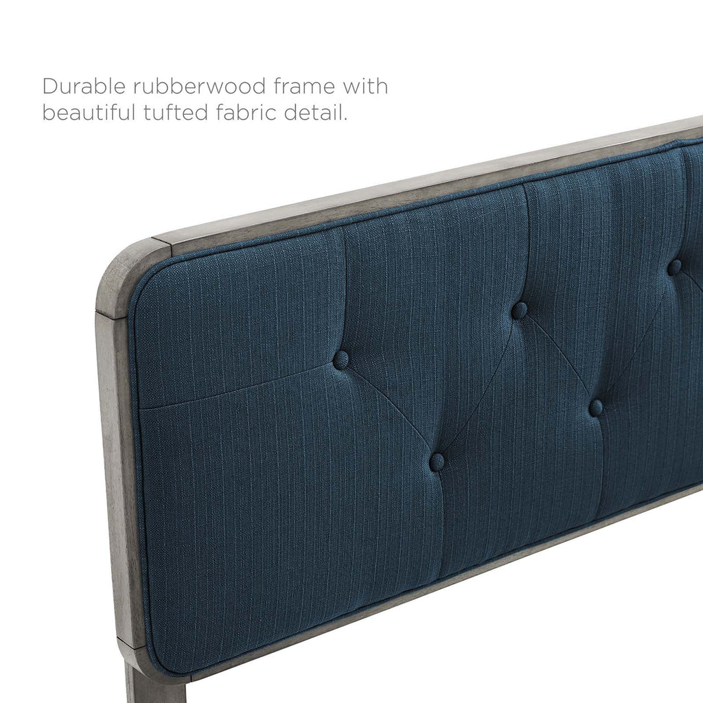 Grey Tufted Fabric Wood Headboard M257